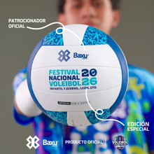 Cargar imagen en el visor de la galería, BALON CONMEMORATIVO OFICIAL - FESTIVAL NACIONAL DE VOLEIBOL INFANTIL Y JUVENIL LEÓN 2026 - AZUL