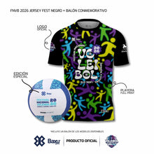 Cargar imagen en el visor de la galería, DUO OFICIAL (JERSEY + BALÓN) - FESTIVAL INFANTIL Y JUVENIL DE VOLEIBOL 2026 - FEST - Unisex - Negro