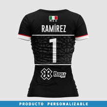 Cargar imagen en el visor de la galería, Jersey Deportivo Mujer México PERSONALIZADO - Edición Selección Mexicana - Sport Sec - Negro