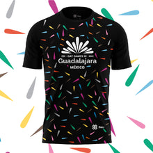 Cargar imagen en el visor de la galería, Playera Baxu - Gay Games Guadalajara - Confeti - Full Print - Negro