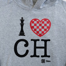 Cargar imagen en el visor de la galería, Sudadera Unisex Ajedrez - I Love Chess - Gris jaspe