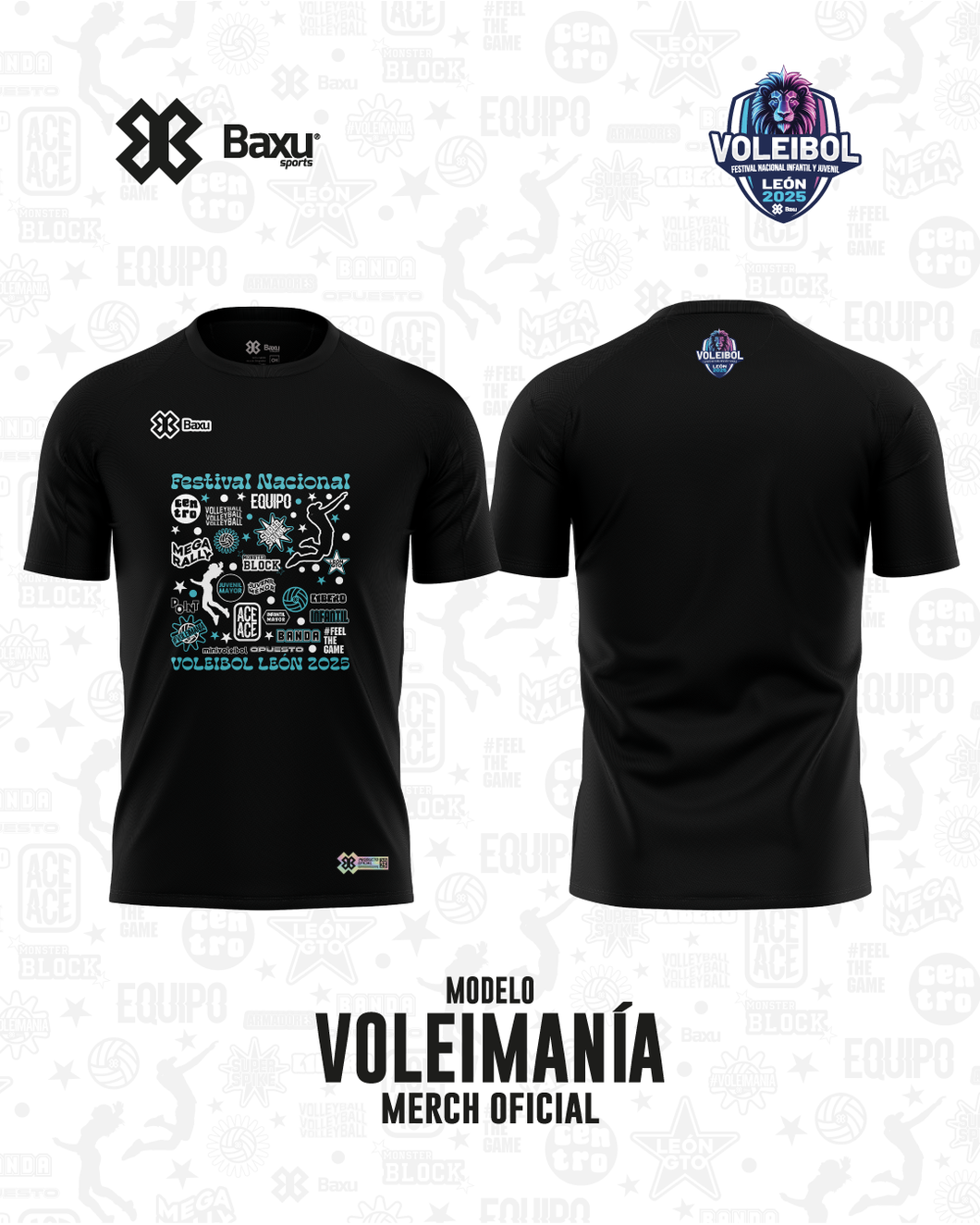 Playera - Algodón - NACIONAL INFANTIL Y JUVENIL 2025 - FUSIÓN - VOLEIMANÍA - Negro