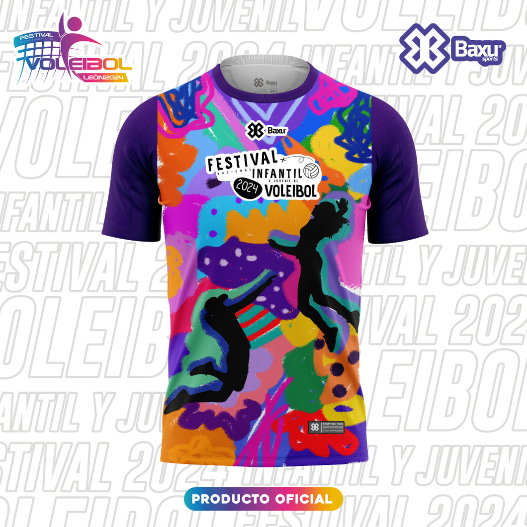 Jersey Deportivo Unisex Voleibol - Baxu - FESTIVAL INFANTIL Y JUVENIL DE VOLEIBOL 2024 - ENTUSIASMO - Morado