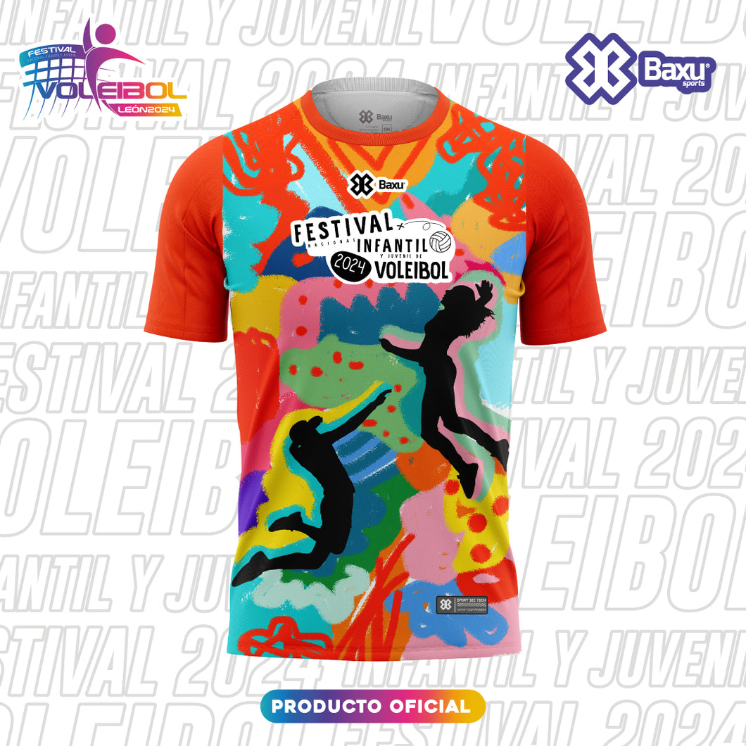 Jersey Deportivo Unisex Voleibol - Baxu - FESTIVAL INFANTIL Y JUVENIL DE VOLEIBOL 2024 - ENTUSIASMO - Rojo