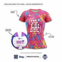 Cargar imagen en el visor de la galería, DUO OFICIAL (JERSEY + BALÓN) - FESTIVAL INFANTIL Y JUVENIL DE VOLEIBOL 2026 - FEST - Dama - Coral (Rosa)
