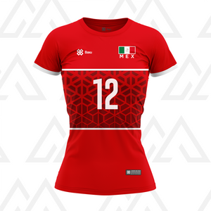 Jersey Deportivo Mujer - Baxu - Mexico - Selección Mexicana Edición Mauro Isaac Fuentes- Sport Sec - Rojo