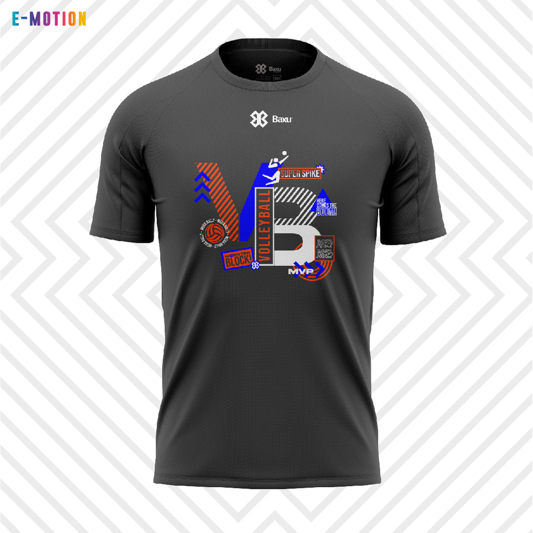 Playera Unisex Voleibol - Baxu - E Motion - Volleyphoria - Gris Grafito / Naranja