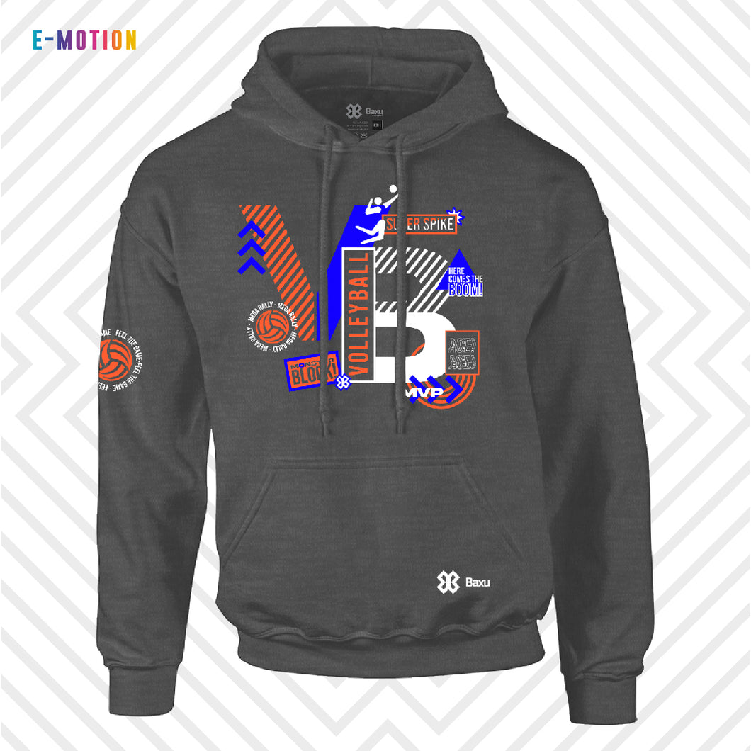 Sudadera Unisex Voleibol - Baxu - E Motion - Volleyphoria - Gris Oxford / Naranja