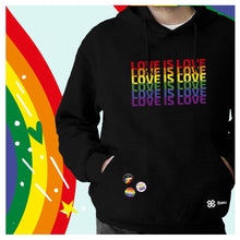 Cargar imagen en el visor de la galería, Sudadera Pride Baxu - LOVE IS LOVE - Negro
