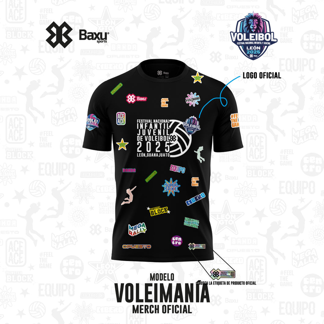 Playera - Full Print - NACIONAL INFANTIL Y JUVENIL 2025 - VOLEIMANÍA - Negro