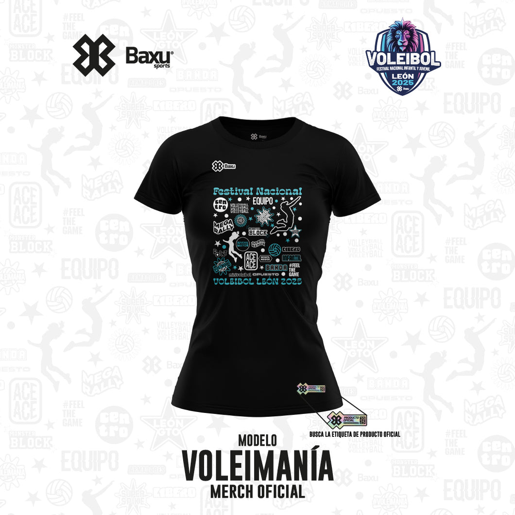 Blusa - Algodón - NACIONAL INFANTIL Y JUVENIL 2025 - FUSIÓN - VOLEIMANÍA - Negro