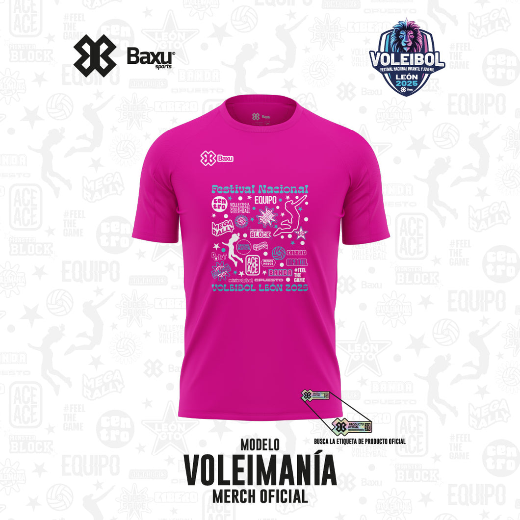 Playera - Algodón - NACIONAL INFANTIL Y JUVENIL 2025 - FUSIÓN - VOLEIMANÍA - Rosa