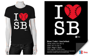 Blusa I love Softball / Negro