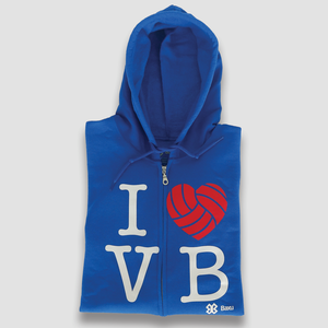 Sudadera Voleibol con cierre - I love VB - Azul