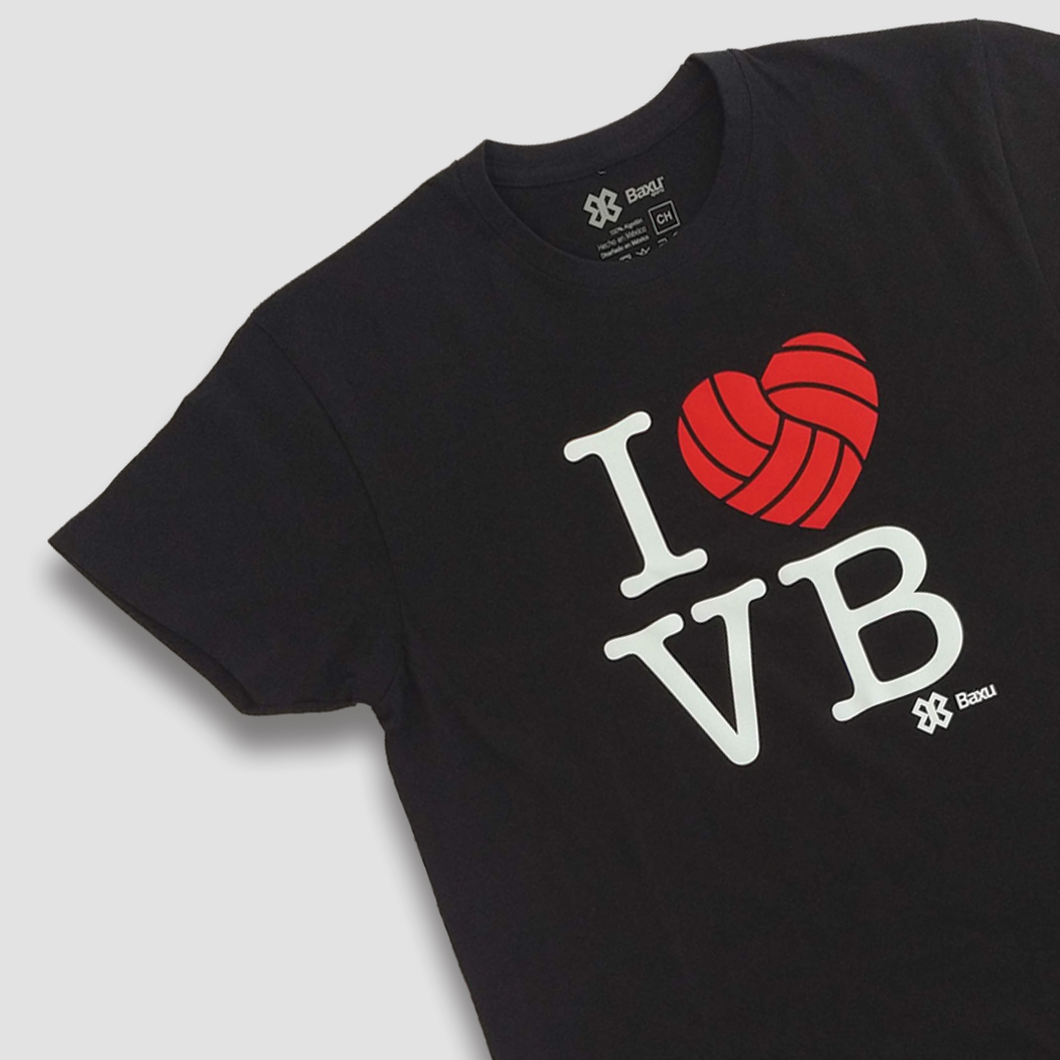 Playera Voleibol Unisex - I Love Volleyball - Negro
