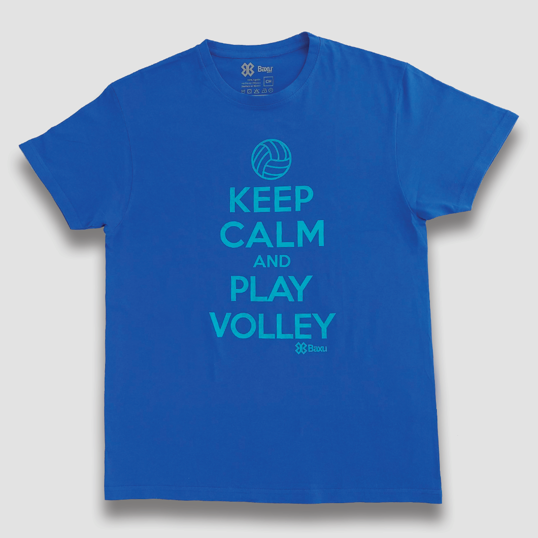 Playera Voleibol Unisex - Keep Calm and Play Volley - Azul Rey