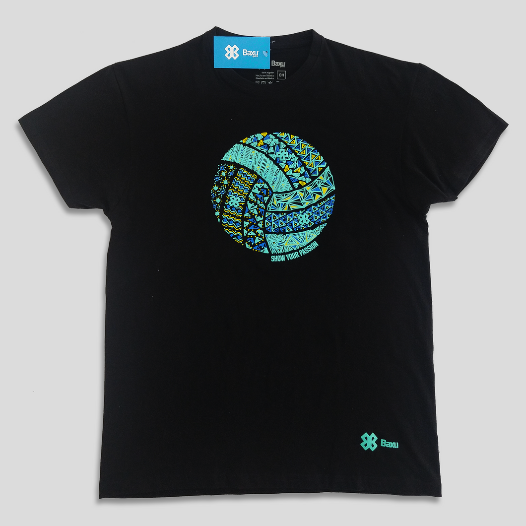 Playera Voleibol Unisex - Balón Textura - Negro