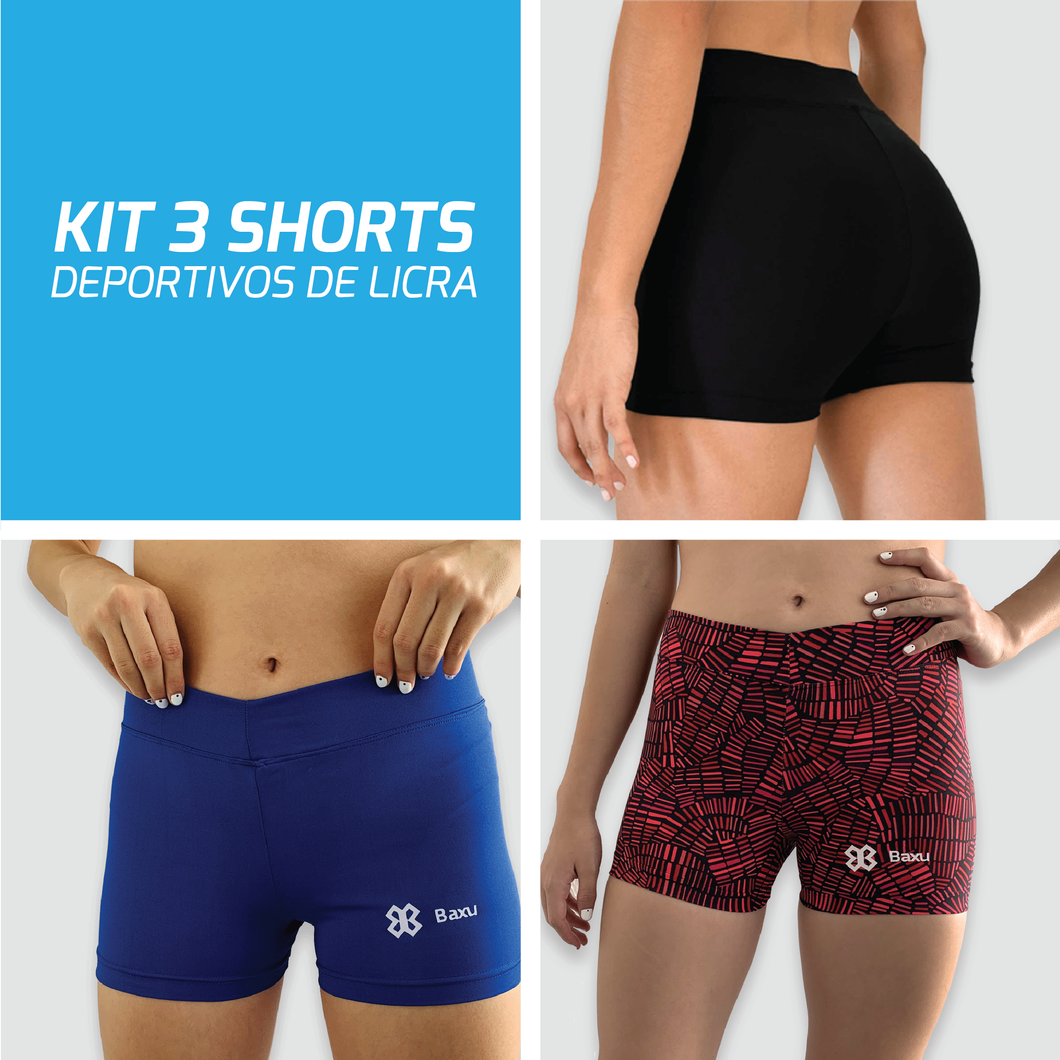 3 SHORTS DEPORTIVOS LICRA - BÁSICO - VARIOS COLORES A ELEGIR